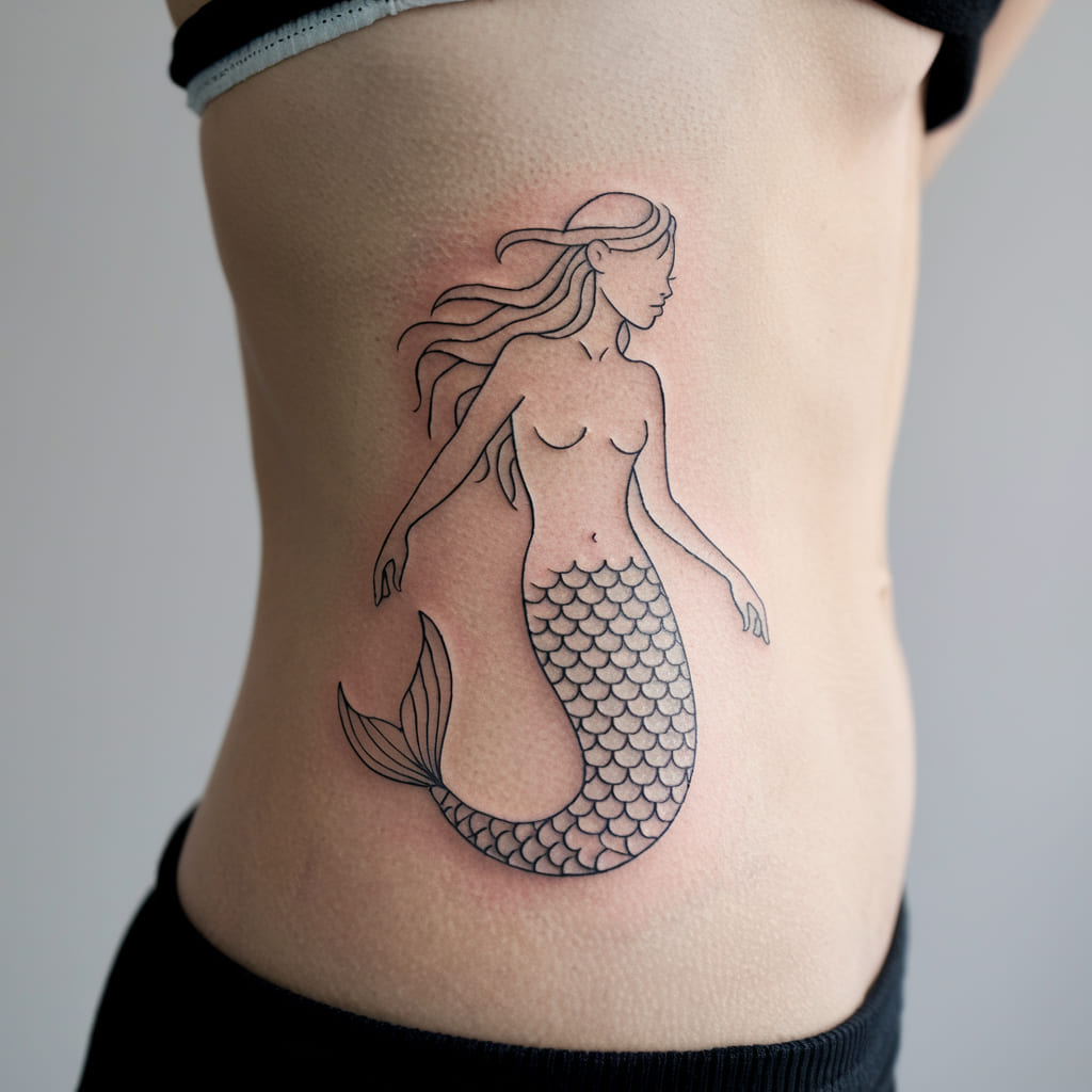 Minimalist Mermaid Tattoo