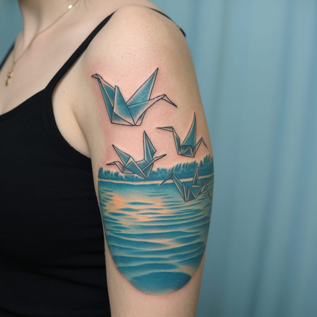 Origami Family Crane Tattoo