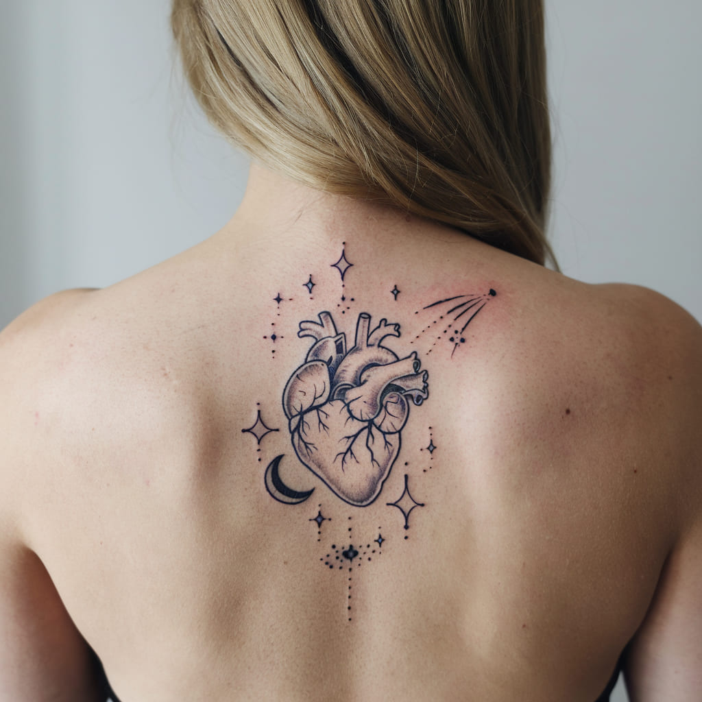 Realistic Celestial Heart Ink