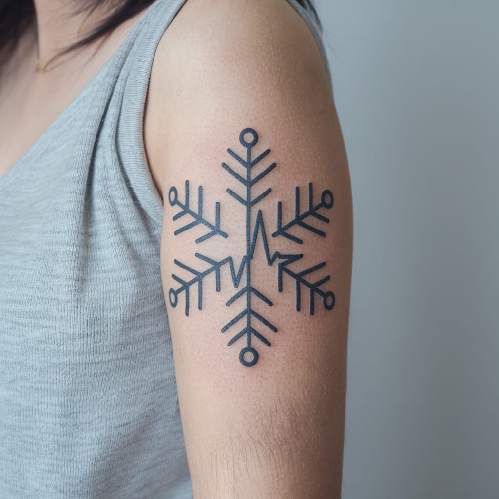 Snowflake with Heartbeat Line