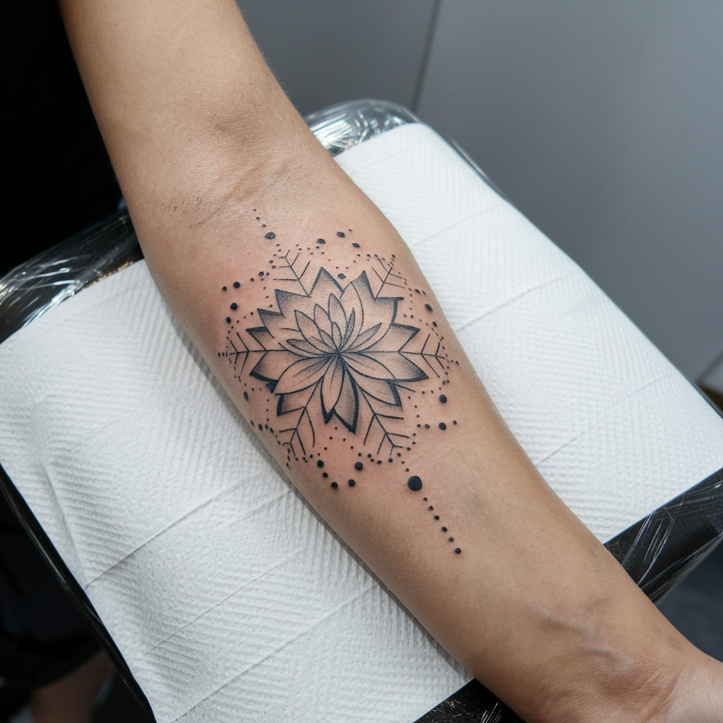 Snowflake with Lotus Flower