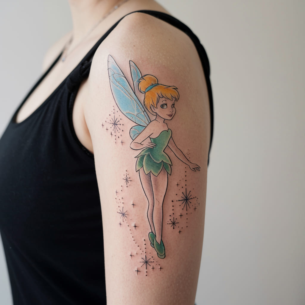 Tinker Bell and Fairy Dust Stars Tattoo