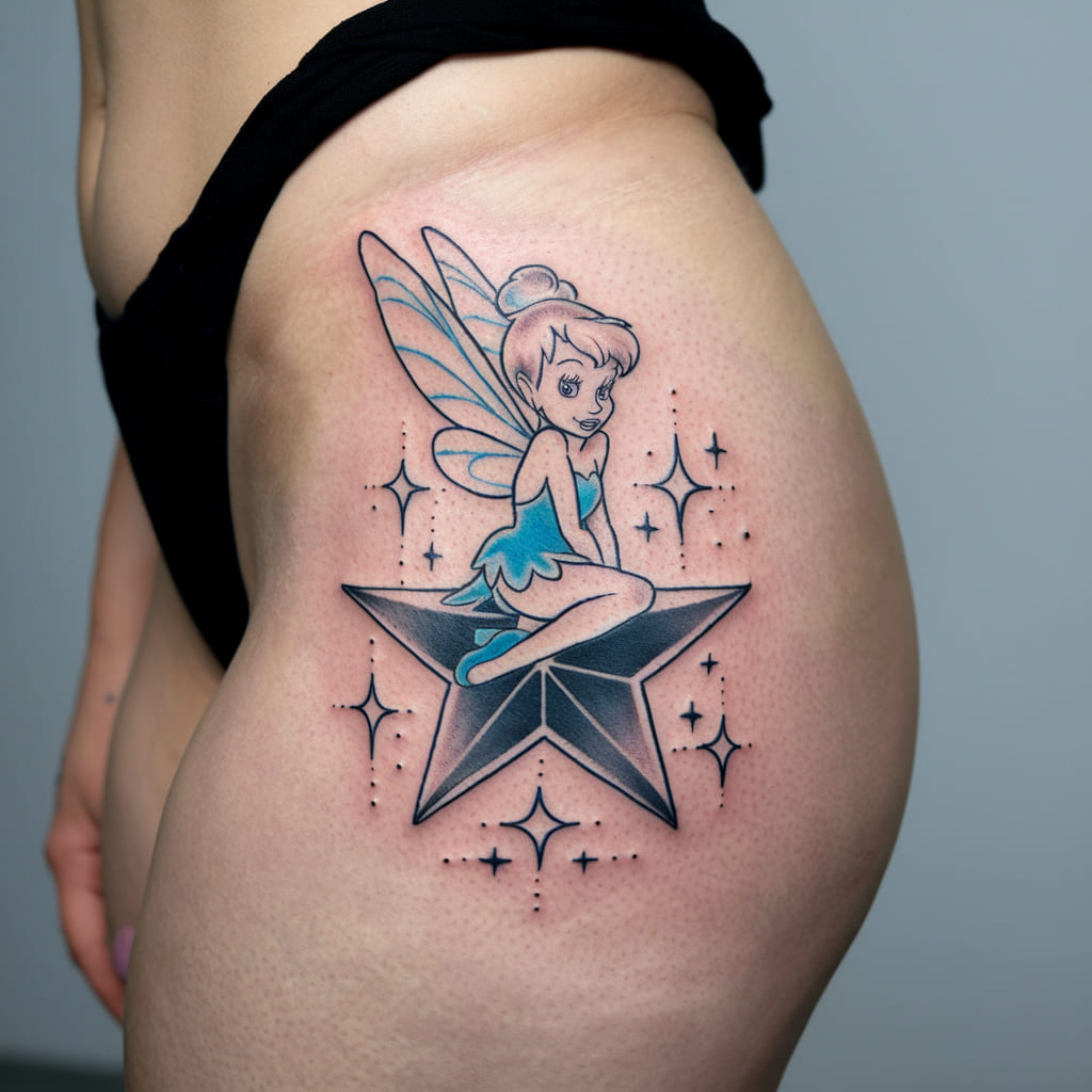 Tinker Bell and Stars Tattoo