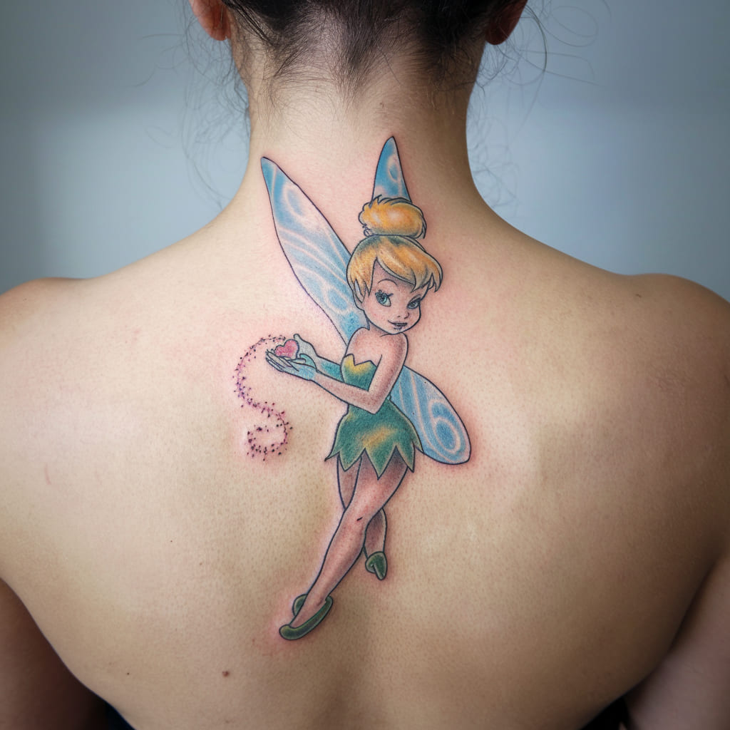 Tinker Bell with Heart-Shaped Pixie Dust Tattoo