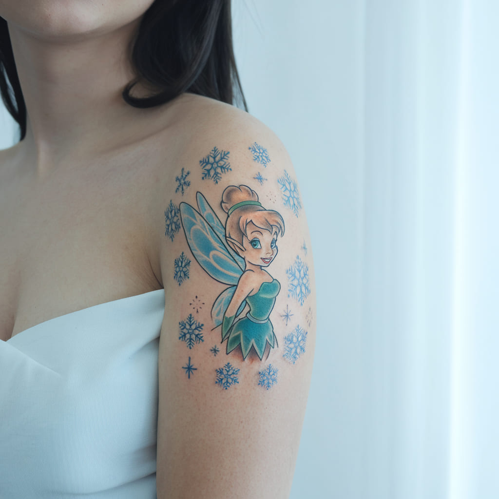 Tinker Bell with Snowflakes Tattoo