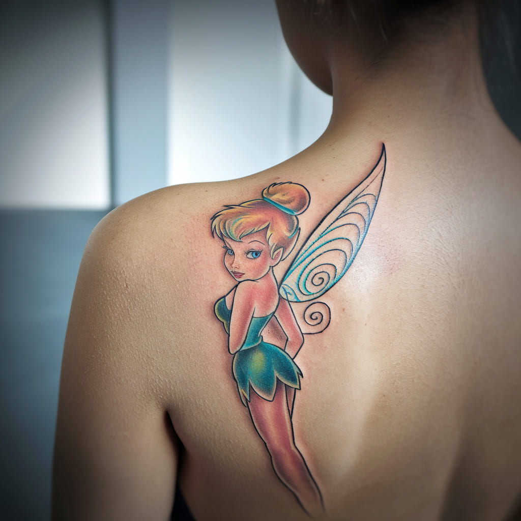 Tinker Bell with Spiral Wings Tattoo