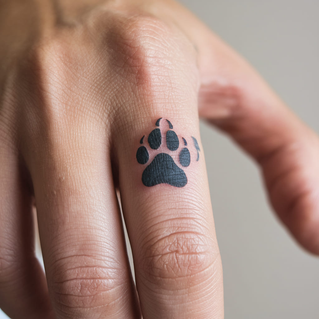 Tiny Wolf Paw on the Finger