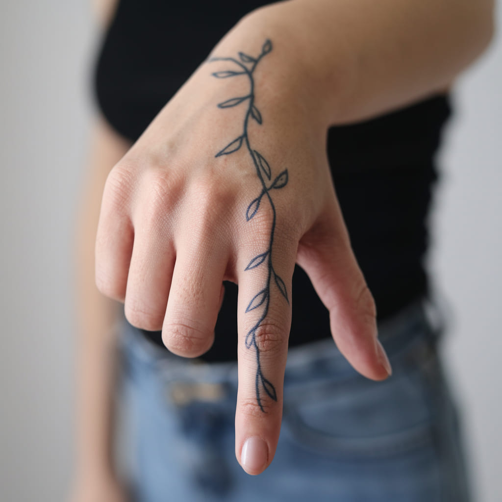 Vine Around the Finger Tattoo