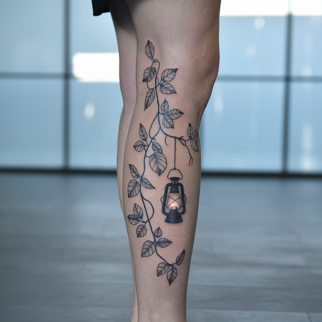 Vine and Lantern Tattoo