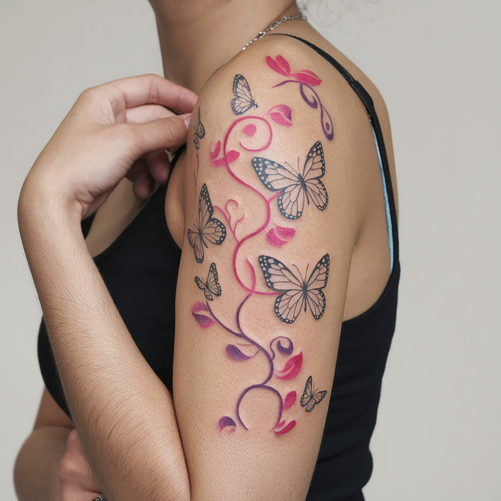 Vine with Butterflies Tattoo