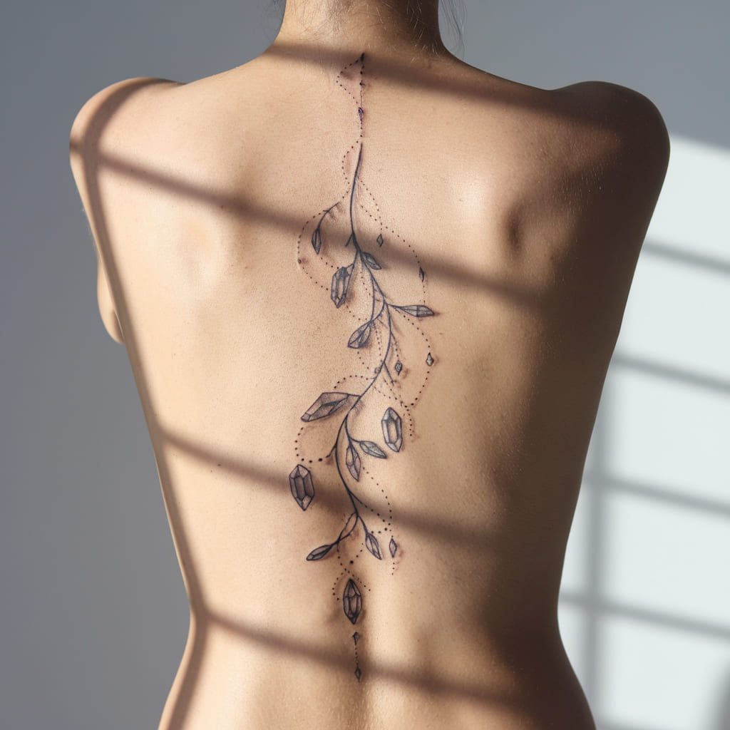 Vine with Crystal Tattoo