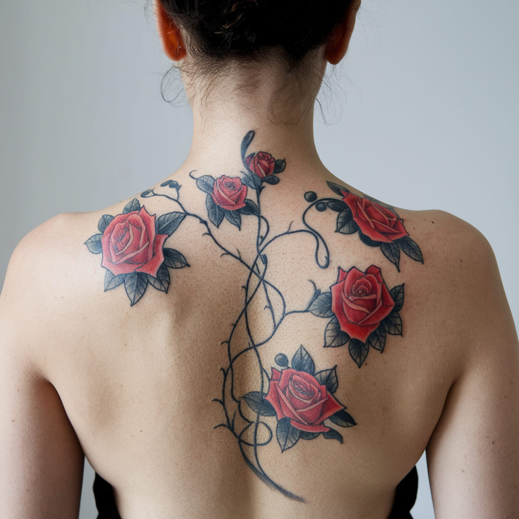 Vine with Roses Tattoo