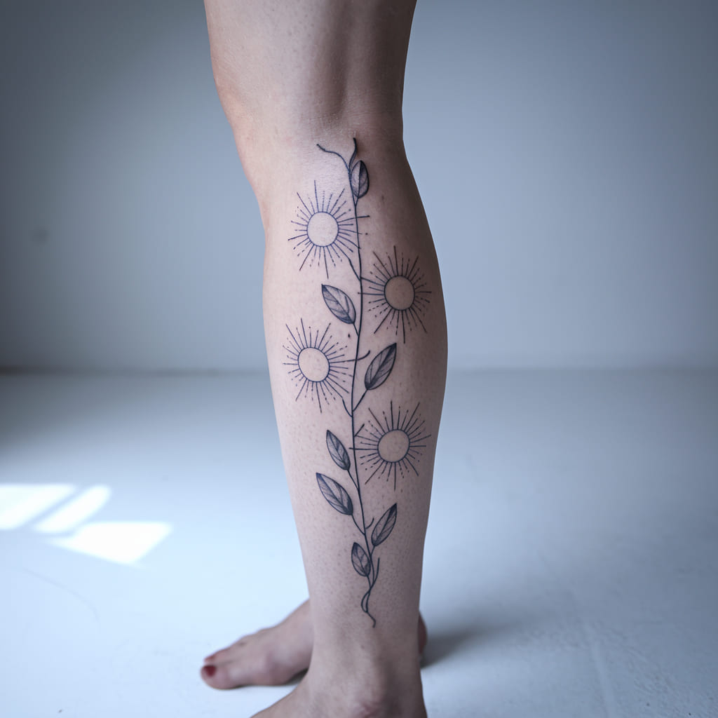 Vine with Sun Tattoo