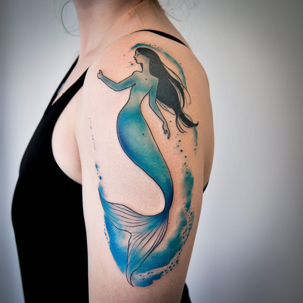 Watercolor Mermaid Tattoo