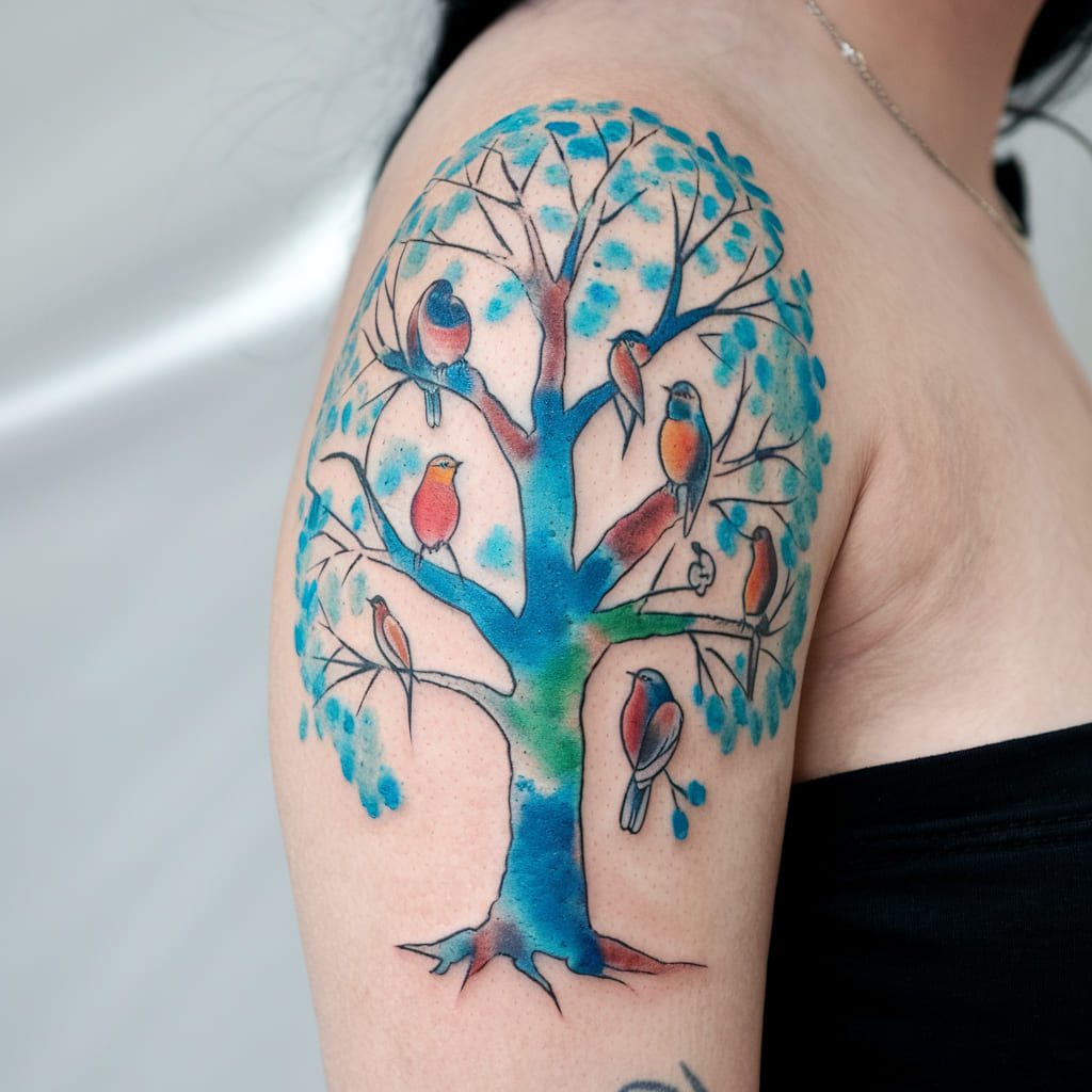 Whimsical Watercolor Tree Ink